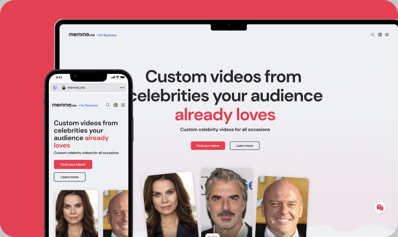 Memmo custom celebrity video platform cover
