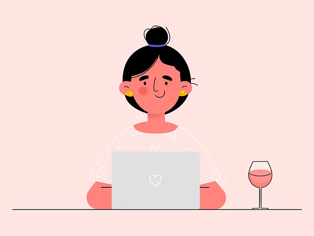 Date night, clean minimal illustration of two people