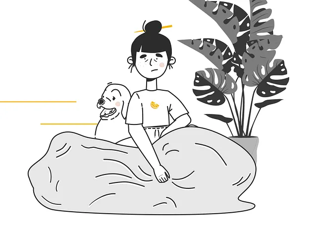 Mondays, illustration of a girl with a dog under a blanket